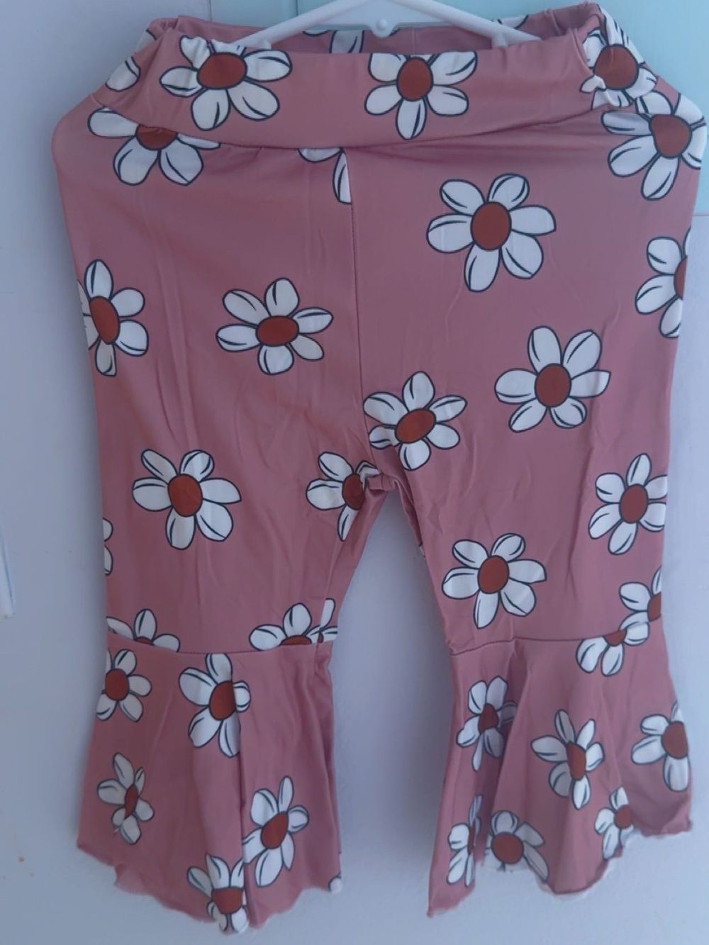 Girls' Pink Floral Bell-Bottom Leggings